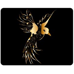 Beautiful Bird In Gold And Black Fleece Blanket (medium) 