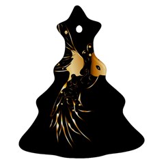 Beautiful Bird In Gold And Black Christmas Tree Ornament (2 Sides)