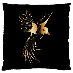 Beautiful Bird In Gold And Black Large Cushion Cases (two Sides) 