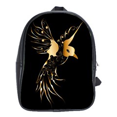 Beautiful Bird In Gold And Black School Bags (xl) 