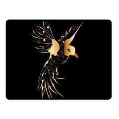 Beautiful Bird In Gold And Black Double Sided Fleece Blanket (small) 