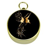 Beautiful Bird In Gold And Black Gold Compasses Front