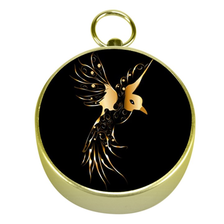 Beautiful Bird In Gold And Black Gold Compasses