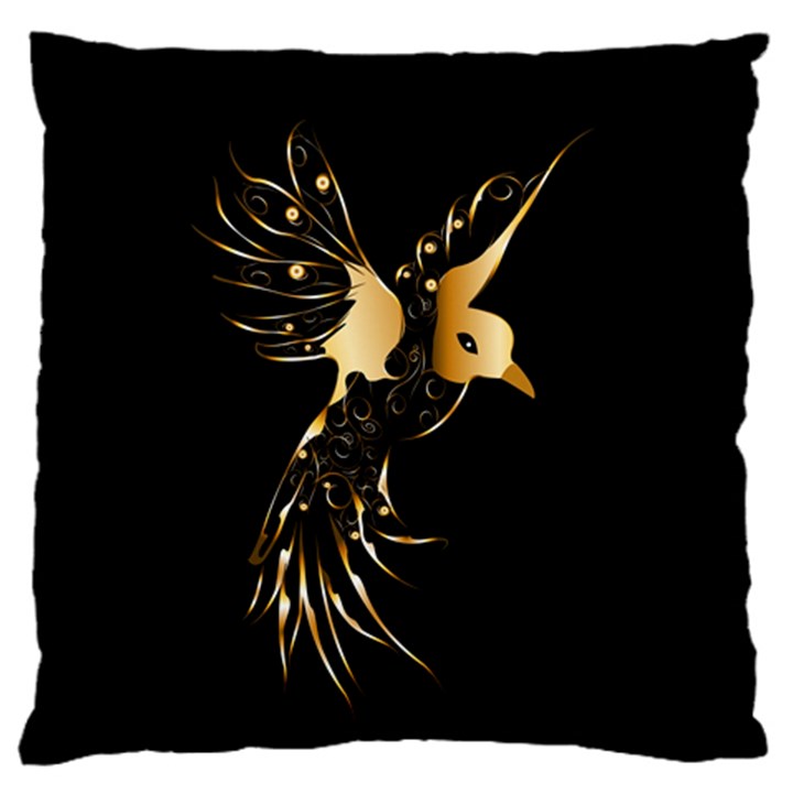 Beautiful Bird In Gold And Black Standard Flano Cushion Cases (One Side) 