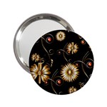 Golden Flowers On Black Background 2.25  Handbag Mirrors Front