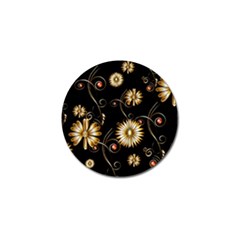 Golden Flowers On Black Background Golf Ball Marker (4 Pack)