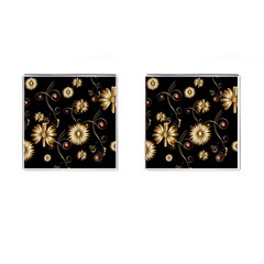 Golden Flowers On Black Background Cufflinks (square)