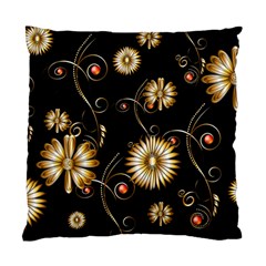 Golden Flowers On Black Background Standard Cushion Cases (two Sides) 