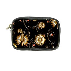 Golden Flowers On Black Background Coin Purse