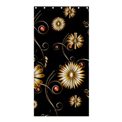 Golden Flowers On Black Background Shower Curtain 36  X 72  (stall) 