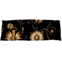 Golden Flowers On Black Background Body Pillow Cases Dakimakura (two Sides) 