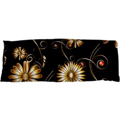 Golden Flowers On Black Background Samsung Galaxy Sl I9003 Hardshell Case by FantasyWorld7