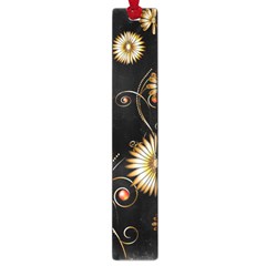 Golden Flowers On Black Background Large Book Marks