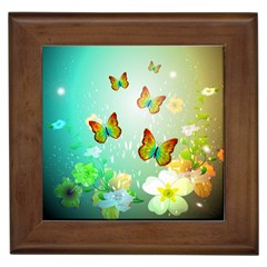 Flowers With Wonderful Butterflies Framed Tiles