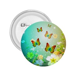 Flowers With Wonderful Butterflies 2 25  Buttons