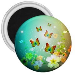 Flowers With Wonderful Butterflies 3  Magnets