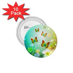 Flowers With Wonderful Butterflies 1 75  Buttons (10 Pack)