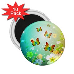 Flowers With Wonderful Butterflies 2 25  Magnets (10 Pack) 