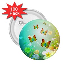 Flowers With Wonderful Butterflies 2 25  Buttons (100 Pack) 