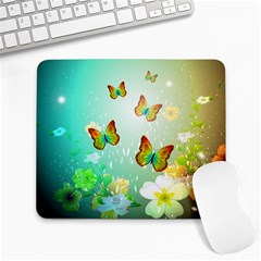 Flowers With Wonderful Butterflies Large Mousepads by FantasyWorld7