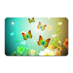 Flowers With Wonderful Butterflies Magnet (rectangular)