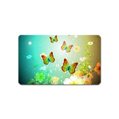 Flowers With Wonderful Butterflies Magnet (name Card) by FantasyWorld7