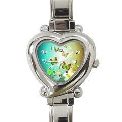 Flowers With Wonderful Butterflies Heart Italian Charm Watch by FantasyWorld7