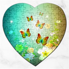 Flowers With Wonderful Butterflies Jigsaw Puzzle (heart)