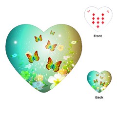 Flowers With Wonderful Butterflies Playing Cards (heart)  by FantasyWorld7