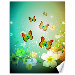 Flowers With Wonderful Butterflies Canvas 12  X 16  