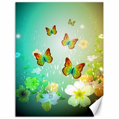 Flowers With Wonderful Butterflies Canvas 18  X 24   by FantasyWorld7