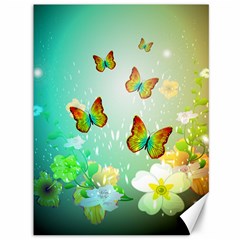 Flowers With Wonderful Butterflies Canvas 36  X 48   by FantasyWorld7