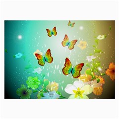 Flowers With Wonderful Butterflies Large Glasses Cloth (2-side)