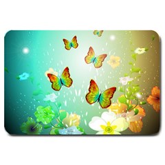 Flowers With Wonderful Butterflies Large Doormat 