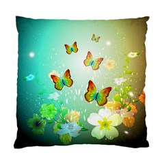 Flowers With Wonderful Butterflies Standard Cushion Case (one Side) 