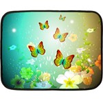 Flowers With Wonderful Butterflies Fleece Blanket (Mini) 35 x27  Blanket