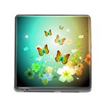 Flowers With Wonderful Butterflies Memory Card Reader (Square) Front