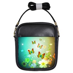 Flowers With Wonderful Butterflies Girls Sling Bags