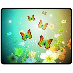 Flowers With Wonderful Butterflies Fleece Blanket (medium) 