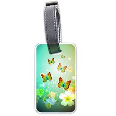 Flowers With Wonderful Butterflies Luggage Tags (one Side) 