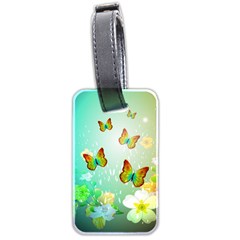 Flowers With Wonderful Butterflies Luggage Tags (two Sides)