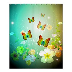 Flowers With Wonderful Butterflies Shower Curtain 60  X 72  (medium)  by FantasyWorld7