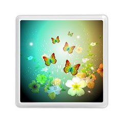 Flowers With Wonderful Butterflies Memory Card Reader (square) 