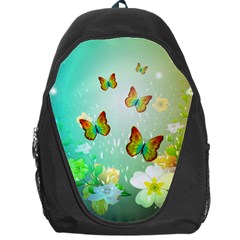 Flowers With Wonderful Butterflies Backpack Bag by FantasyWorld7