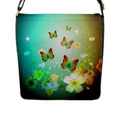 Flowers With Wonderful Butterflies Flap Messenger Bag (l) 