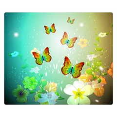 Flowers With Wonderful Butterflies Double Sided Flano Blanket (small) 