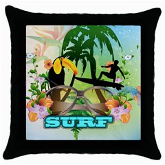 Surfing Throw Pillow Cases (black)