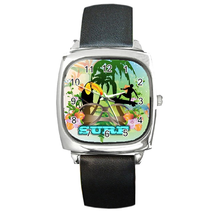 Surfing Square Metal Watches