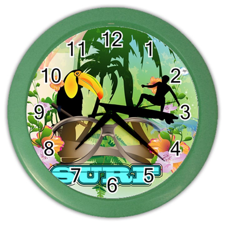 Surfing Color Wall Clocks