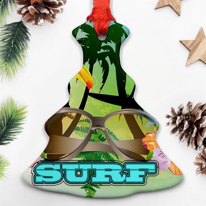 Surfing Christmas Tree Ornament (2 Sides)